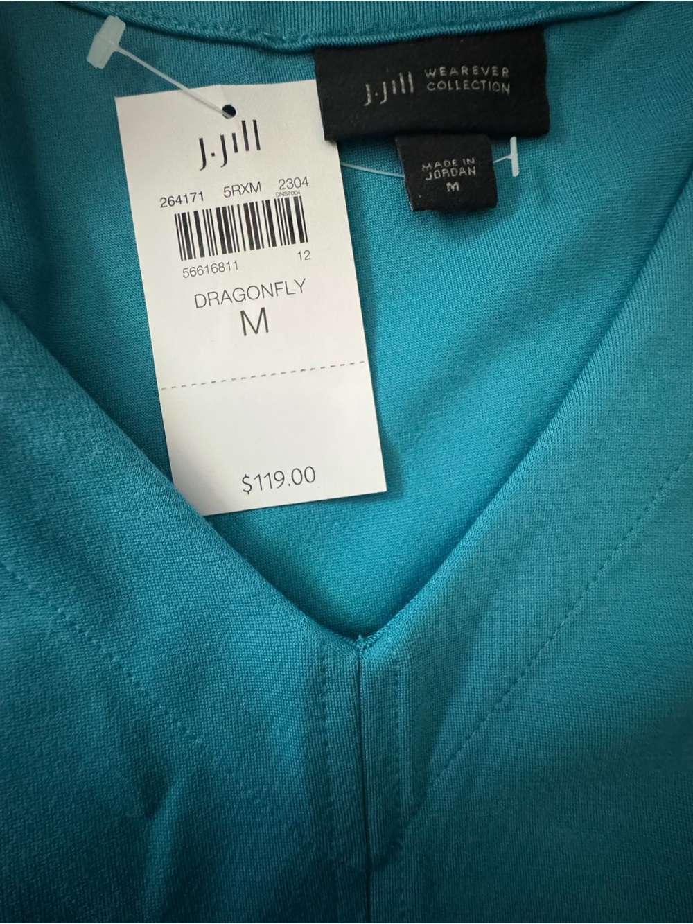 NWT J. Jill Wearever Teal V-Neck Dress - Picture 3 of 5